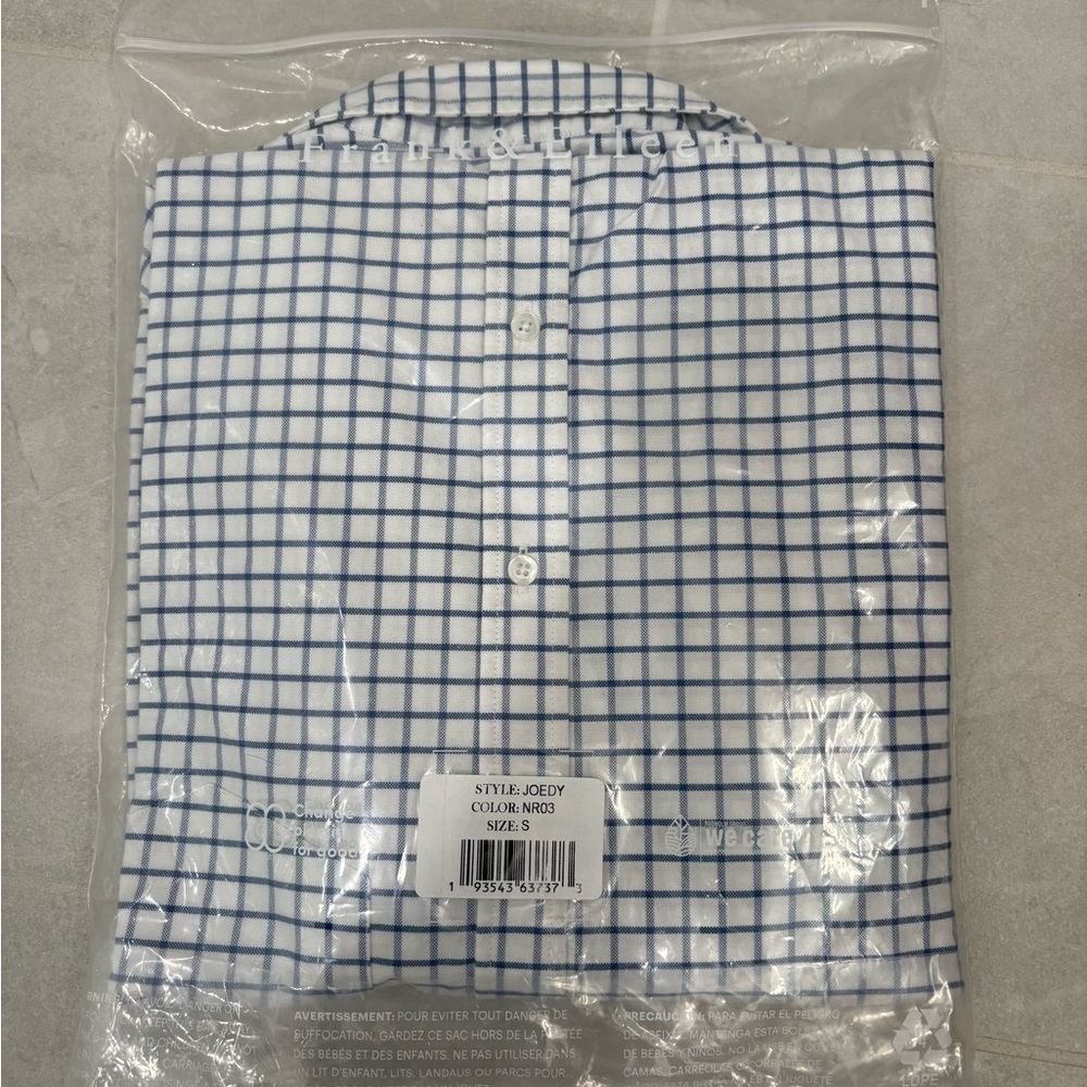 Frank & Eileen Joedy Boyfriend Cotton Button Up Shirt Blue White Size Small - Picture 4 of 11